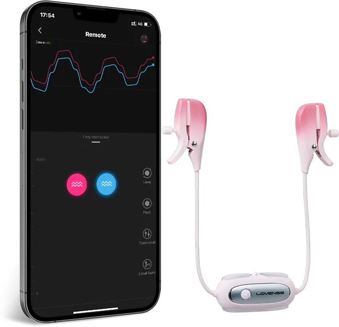 App-controlled vibrating nipple clamps compatible with Lovense Remote